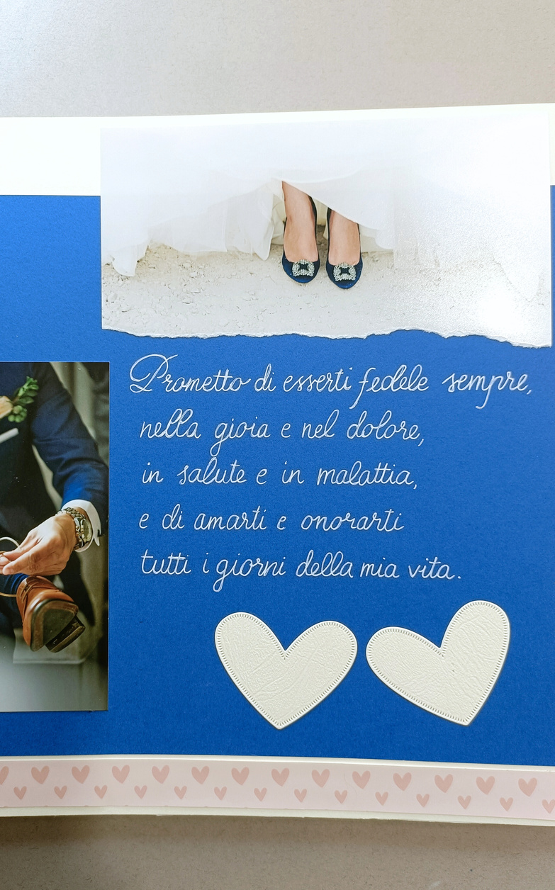 album fotografico nozze creativo scrapbooking calligrafato e decorato a mano