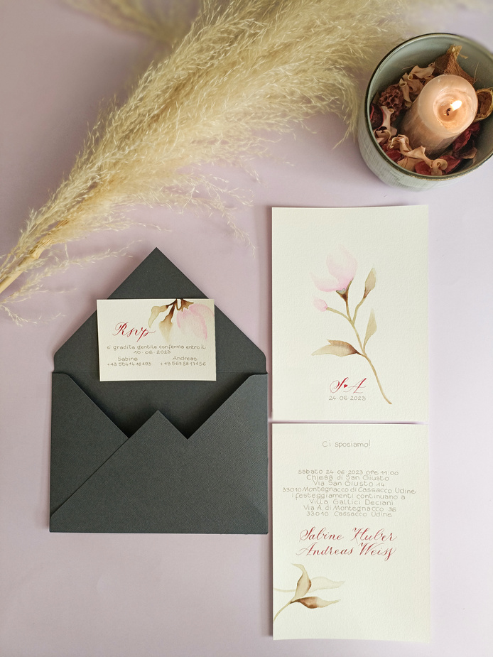 wedding stationery partecipazioni nozze inviti matrimonio dipinte a mano e calligrafate